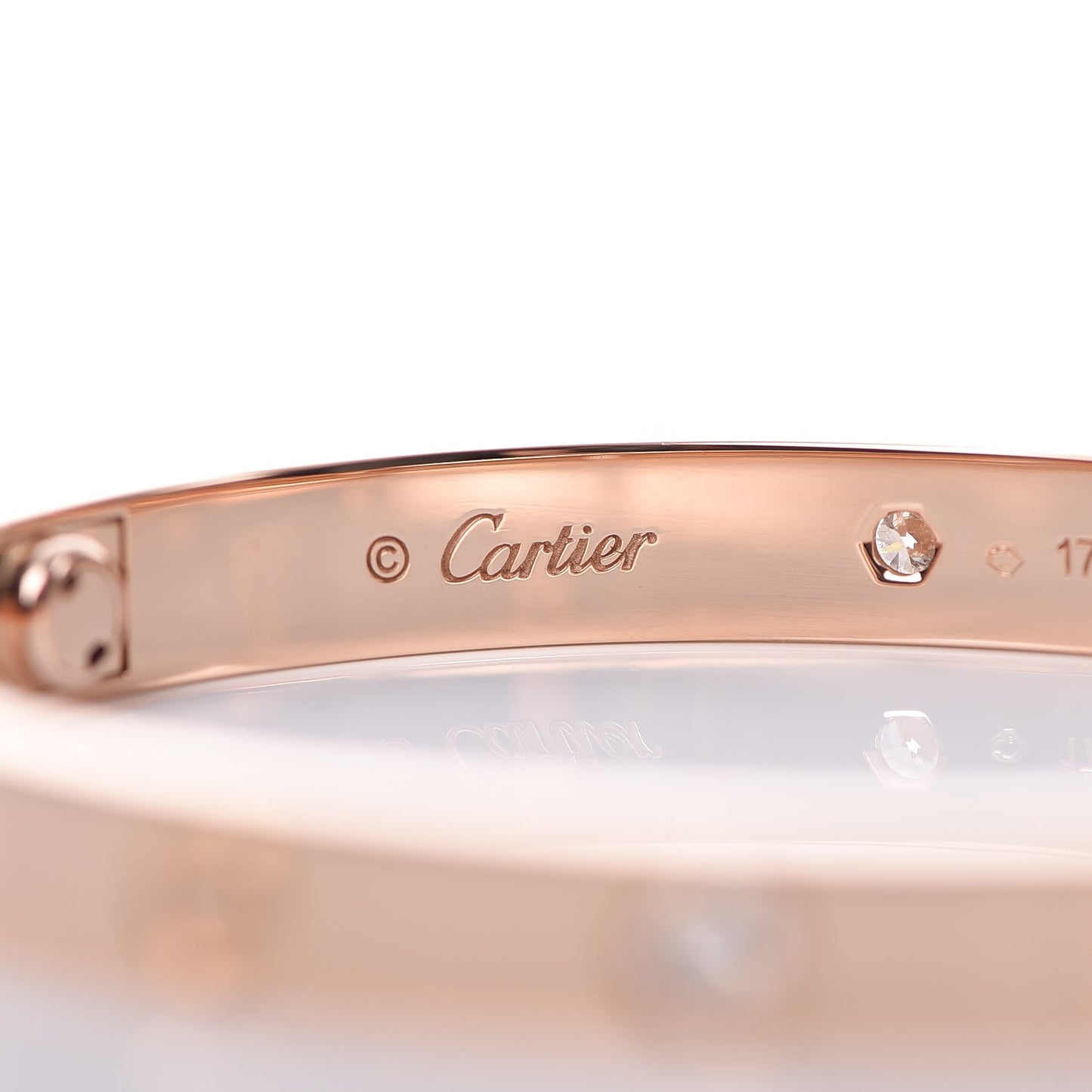 18K Pink Gold 4 Diamond LOVE Bracelet 17