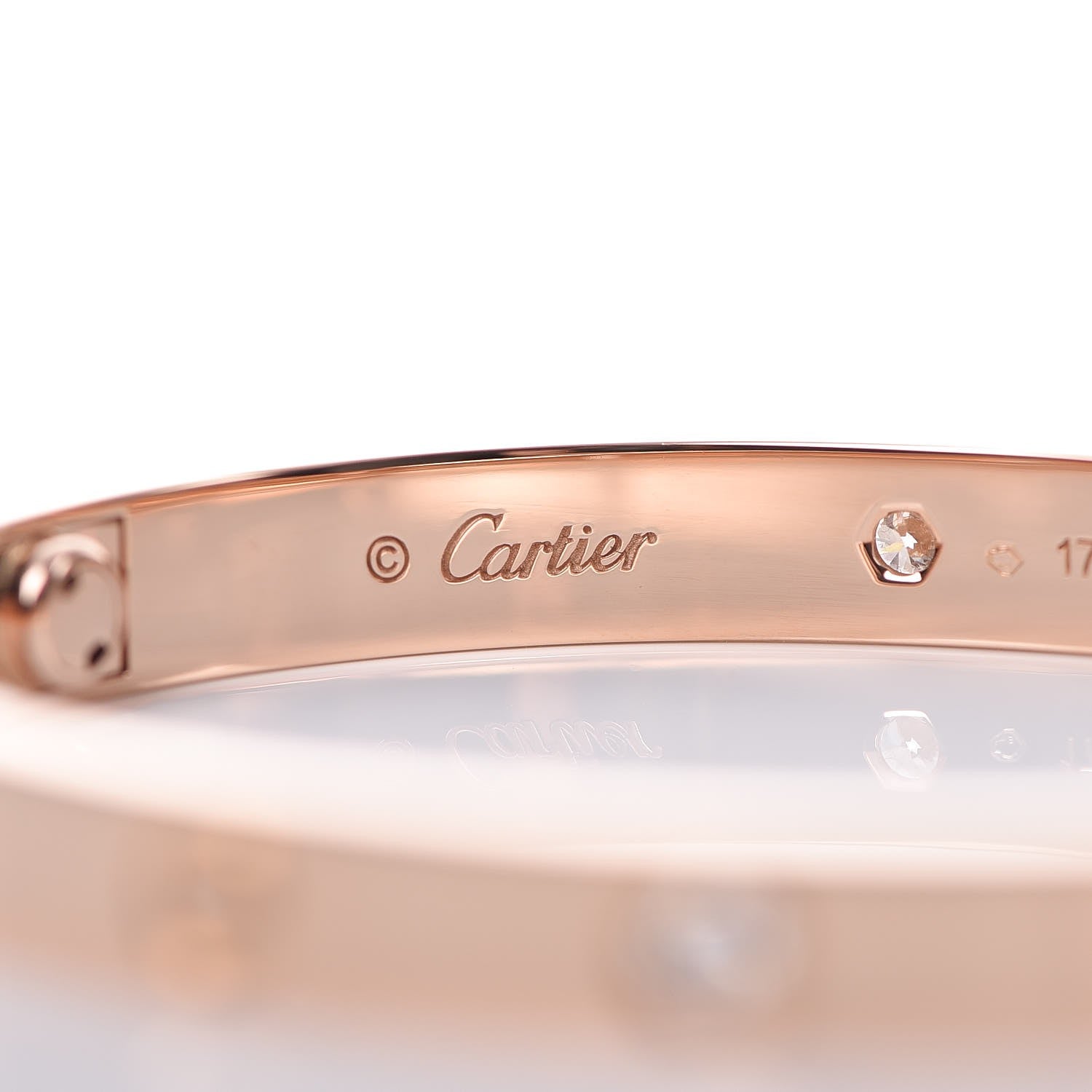 Cartier 18K Pink Gold 4 Diamond LOVE Bracelet 17 3 of 8
