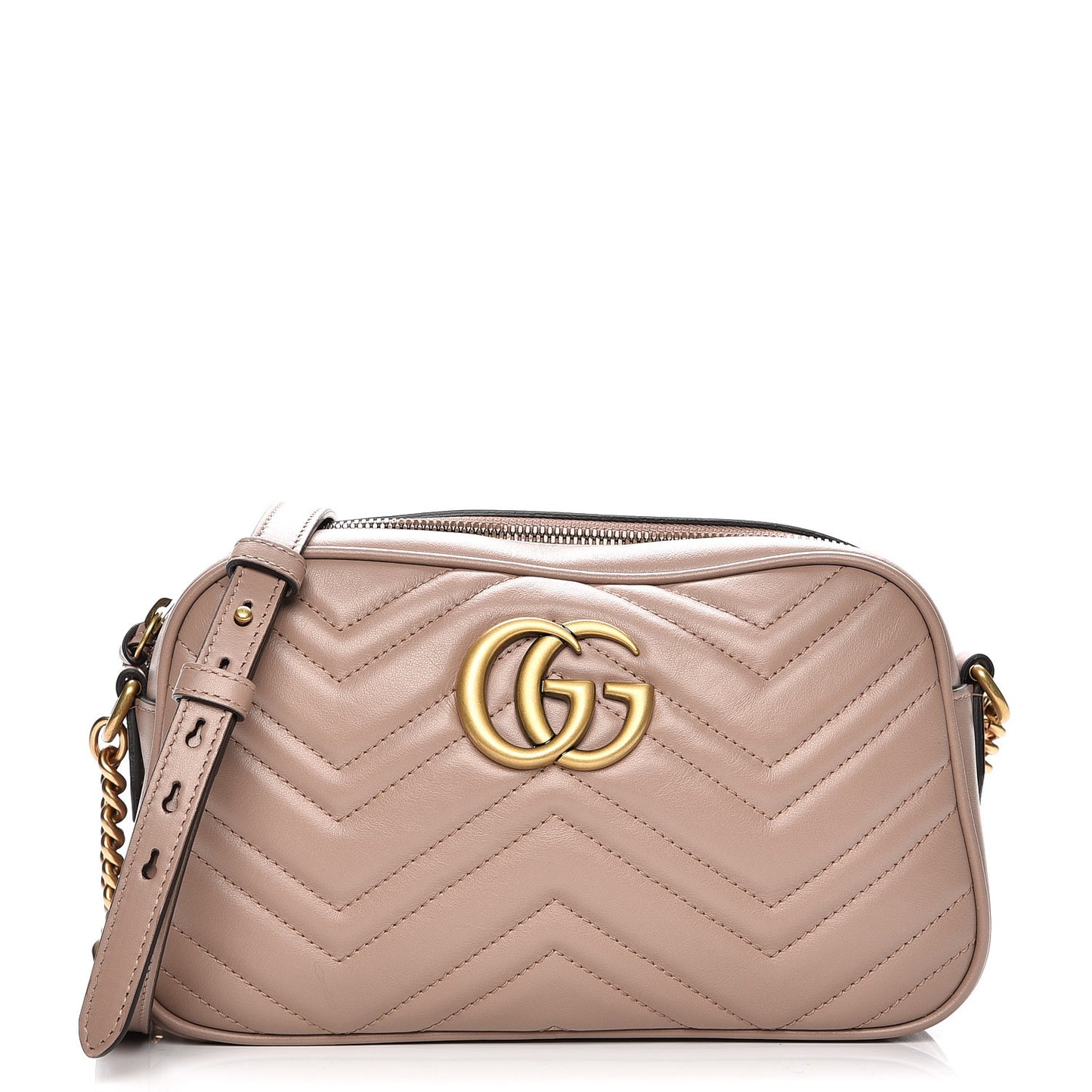 Calfskin Matelasse Small GG Marmont Chain Shoulder Bag Taupe