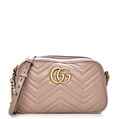Gucci Calfskin Matelasse Small GG Marmont Chain Shoulder Bag Taupe 1 of 7