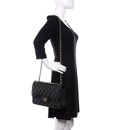 Chanel Caviar Quilted Jumbo Double Flap Black 2 of 12