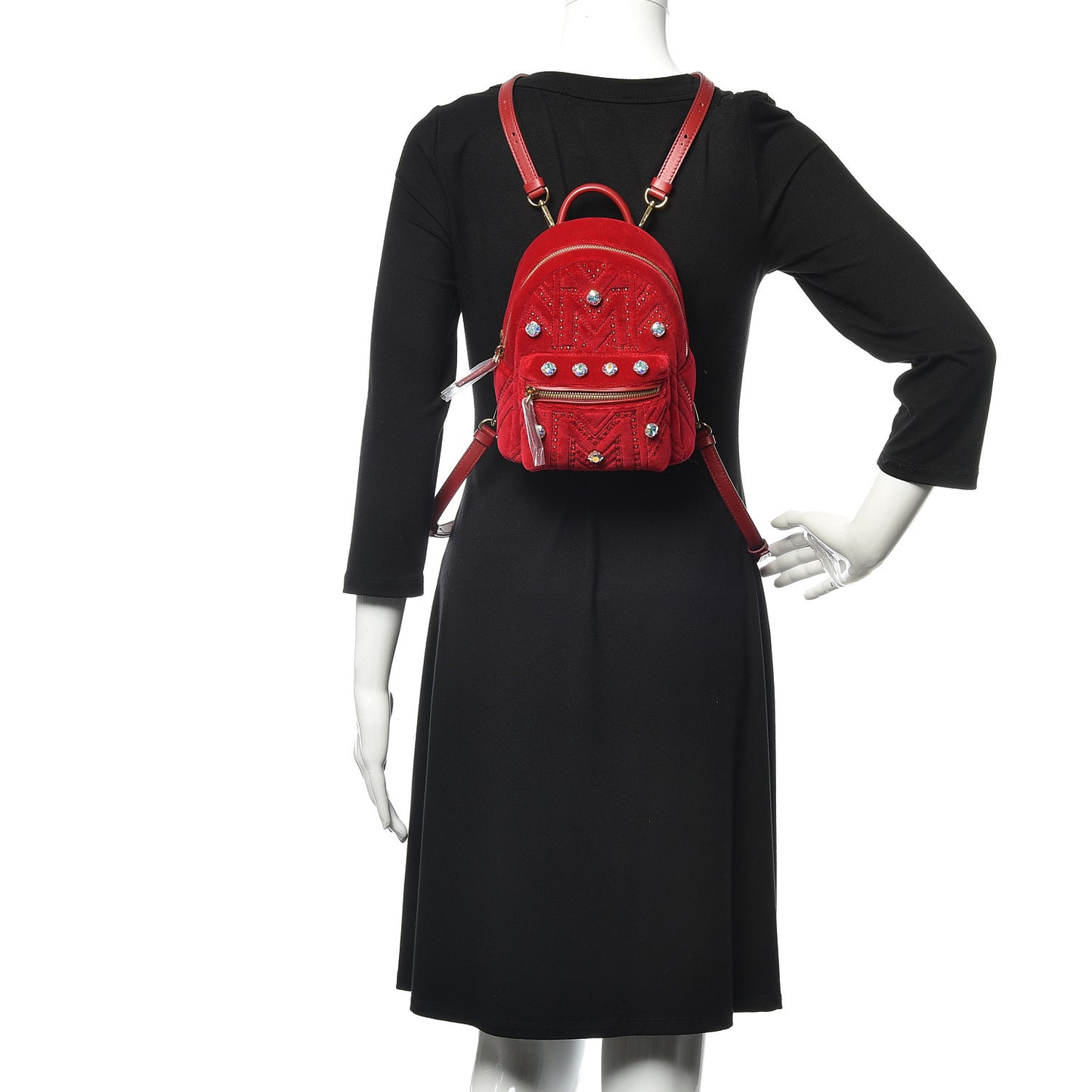 Velvet Swarovski Crystal Bebe Boo Backpack Viva Red