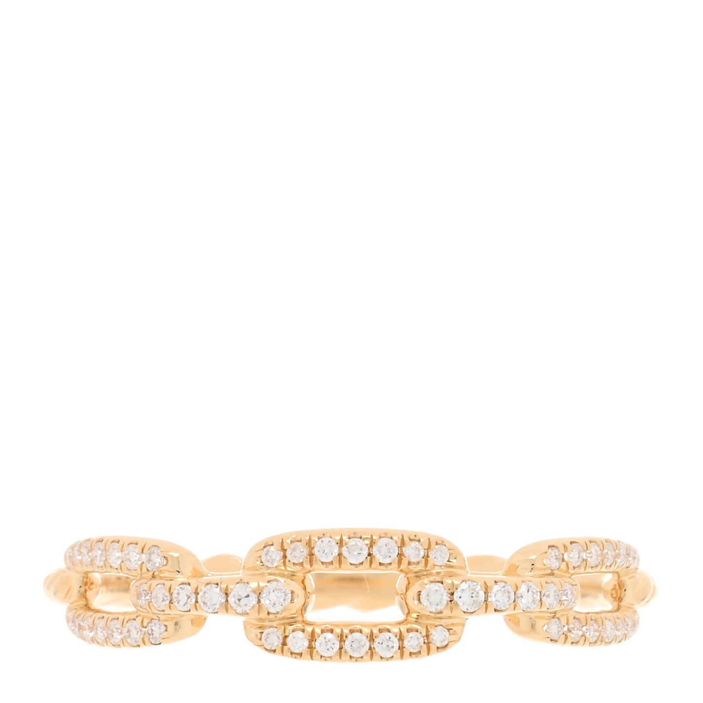 18K Yellow Gold Diamond 4.5mm Stax Single Row Chain Link Ring 59 8.75
