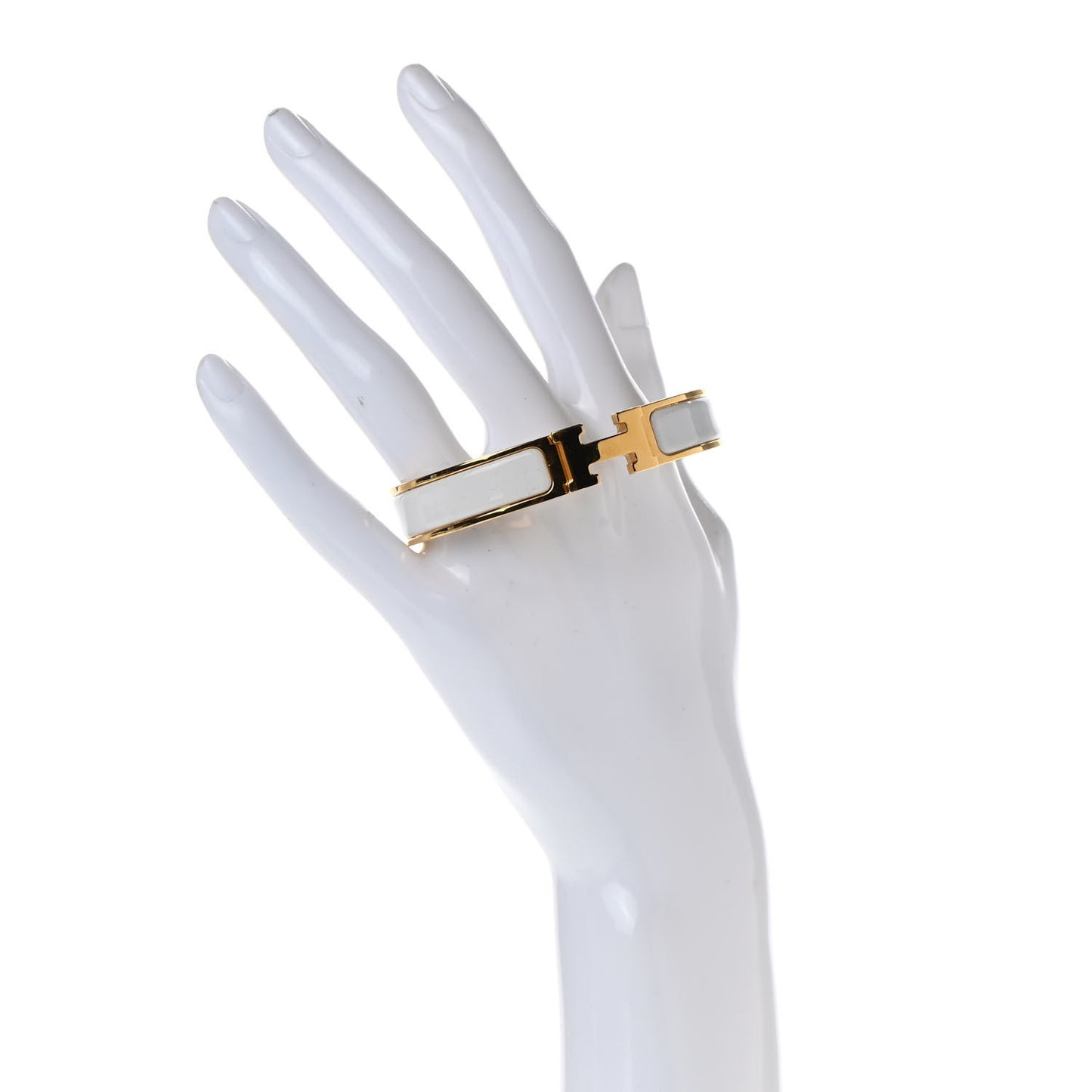 Enamel Narrow Clic Clac H Bracelet PM White