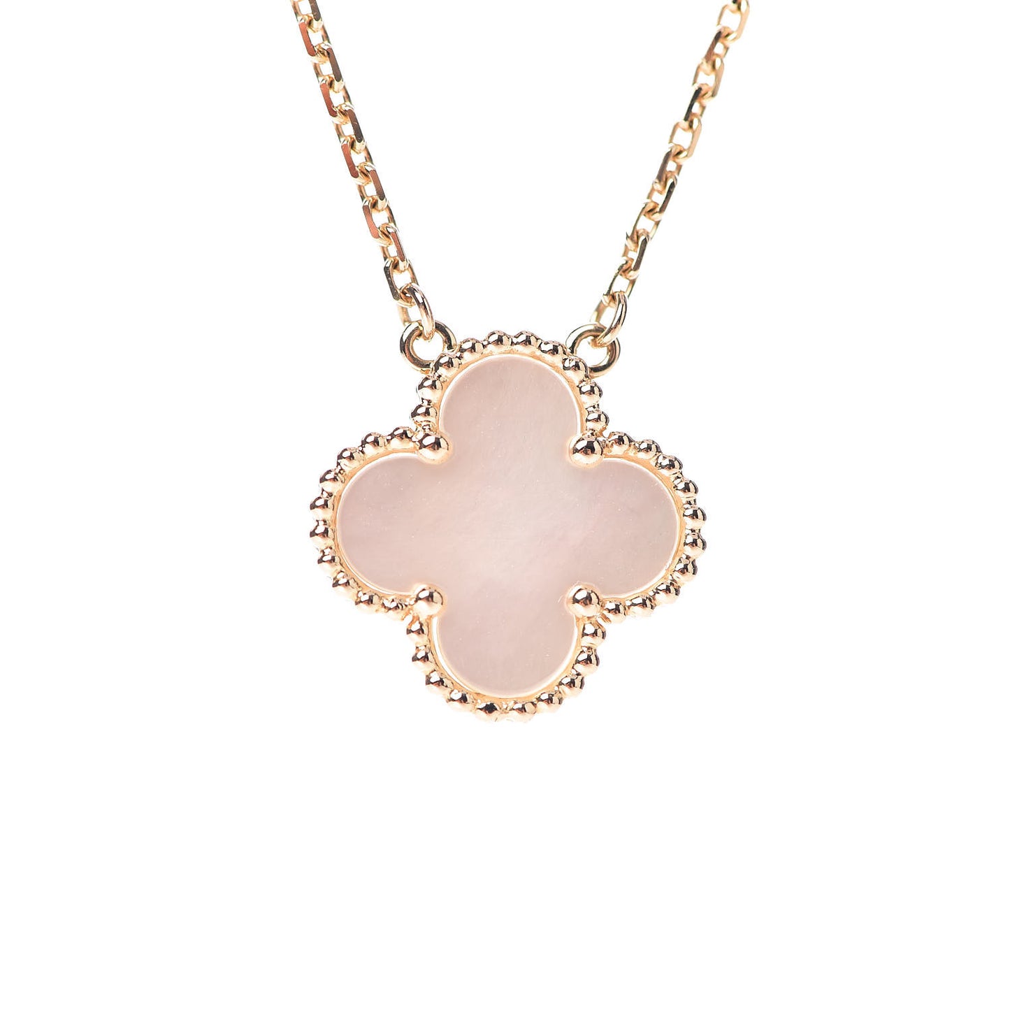 18K Yellow Gold Mother of Pearl Vintage Alhambra Pendant Necklace