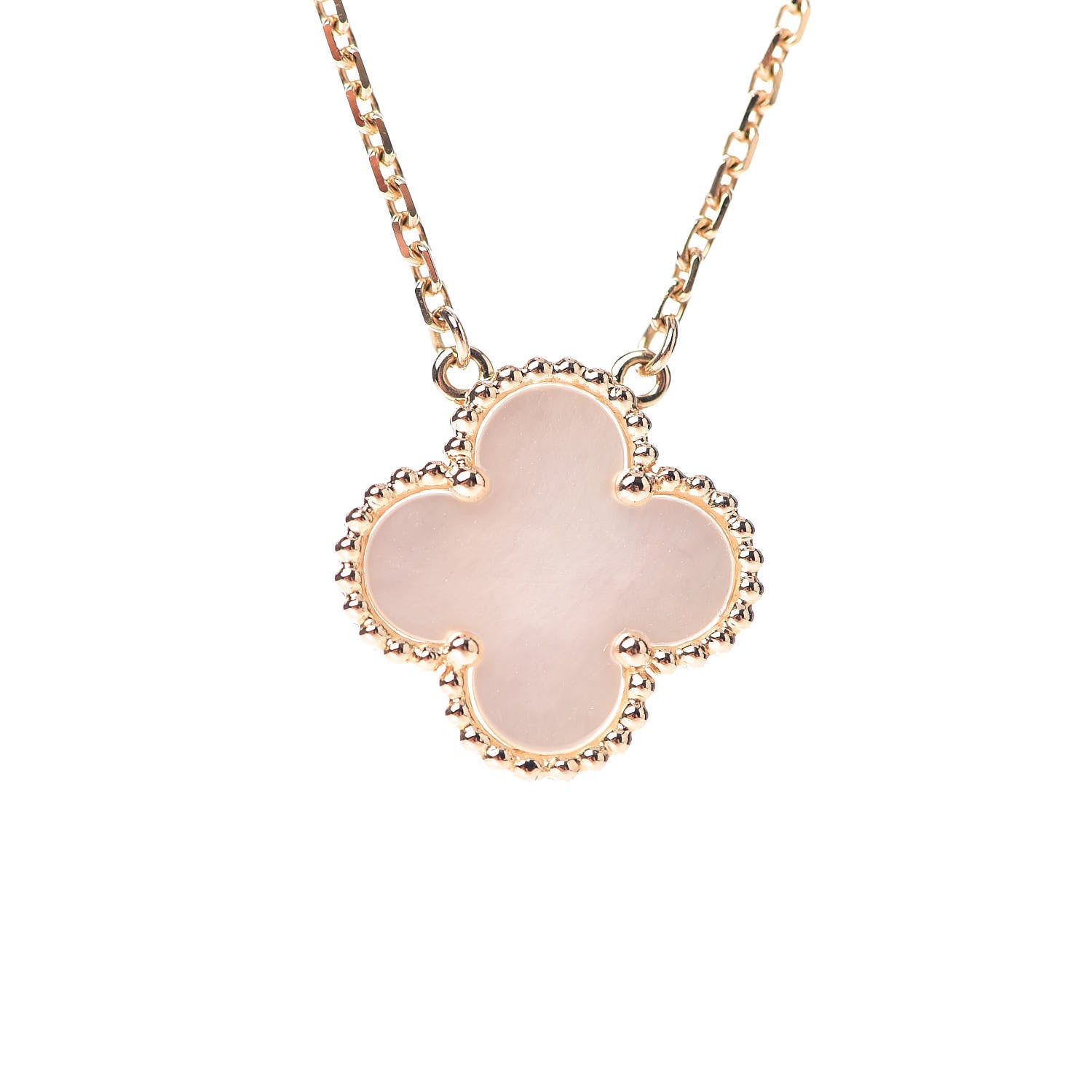 Van Cleef & Arpels 18K Yellow Gold Mother of Pearl Vintage Alhambra Pendant Necklace 4 of 8