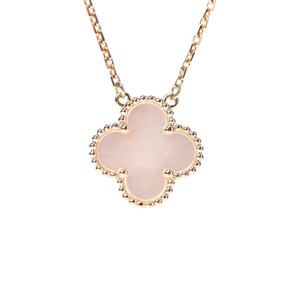 Van Cleef & Arpels 18K Yellow Gold Mother of Pearl Vintage Alhambra Pendant Necklace 4 of 8