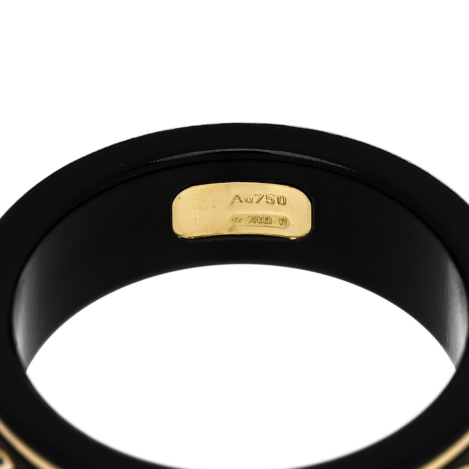 Gucci 18K Yellow Gold Ceramic Topaz Icon Band Ring 60 9 Black 5 of 7