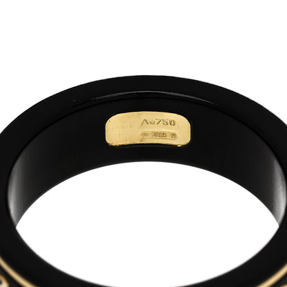 Gucci 18K Yellow Gold Ceramic Topaz Icon Band Ring 60 9 Black 5 of 7