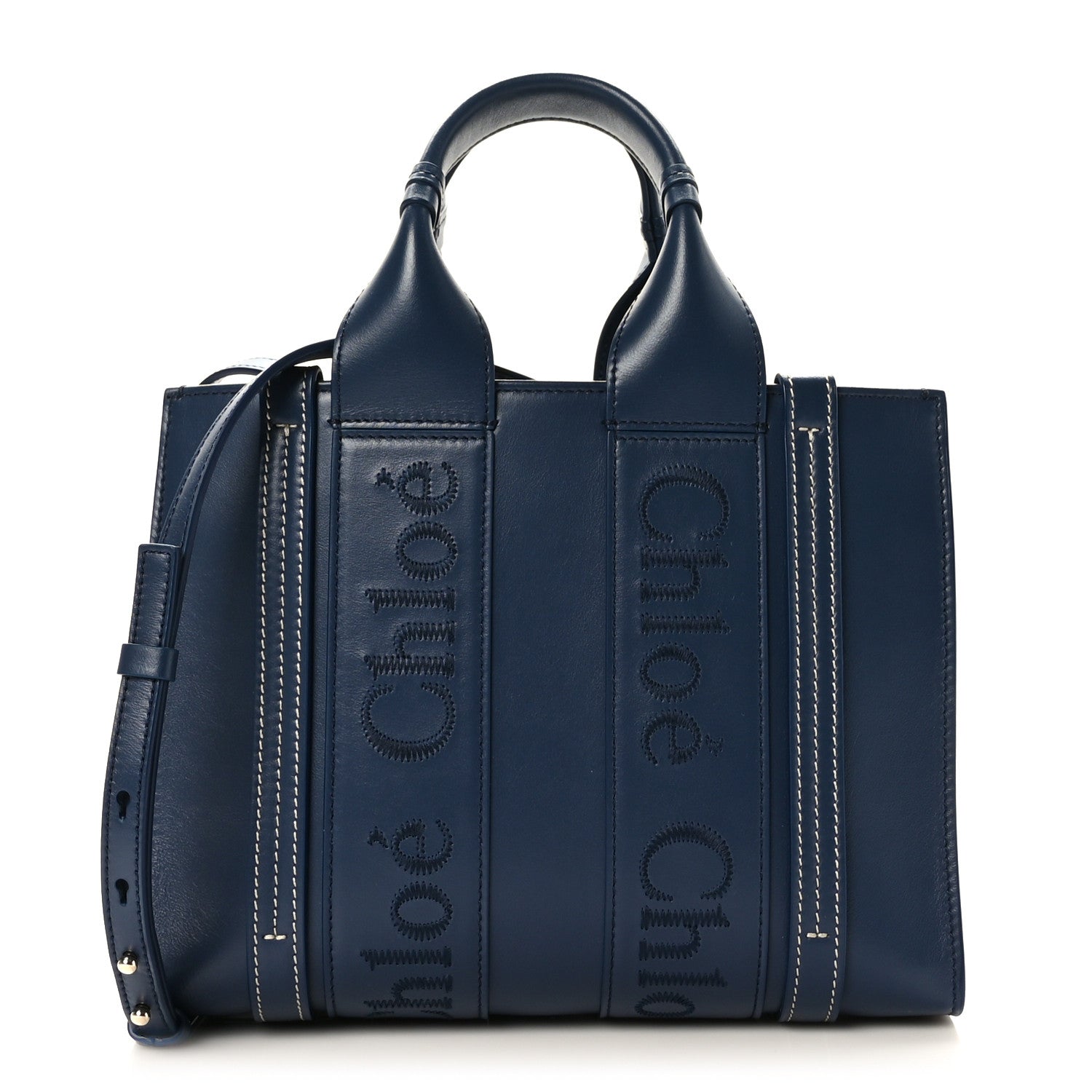 Chloe Calfskin Small Woody Tote Blue 1 of 8