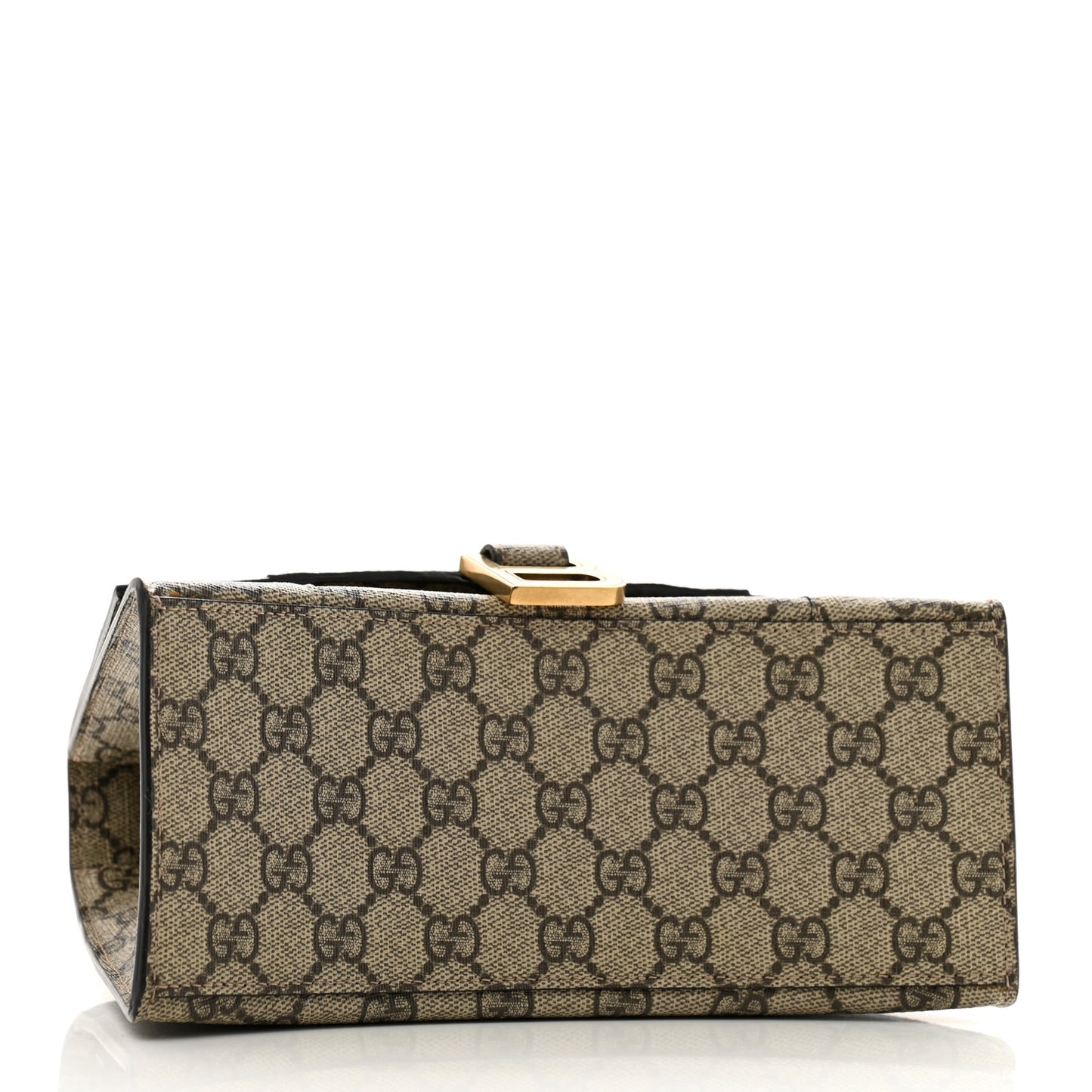 X GUCCI GG Supreme Monogram Small Hourglass Top Handle Bag Beige Ebony