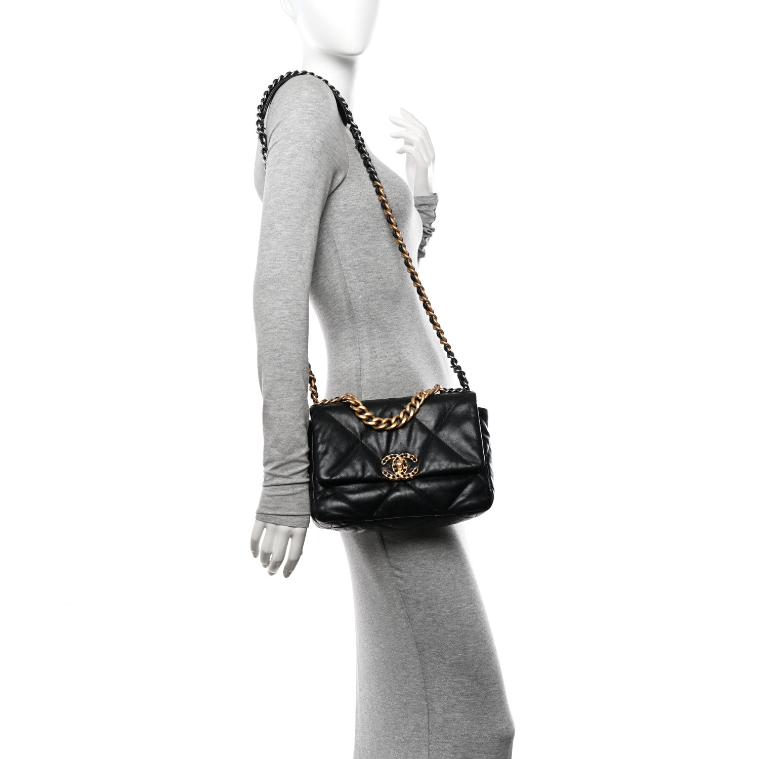 Chanel Goatskin Quilted Medium Chanel 19 Flap Black 2 of 12