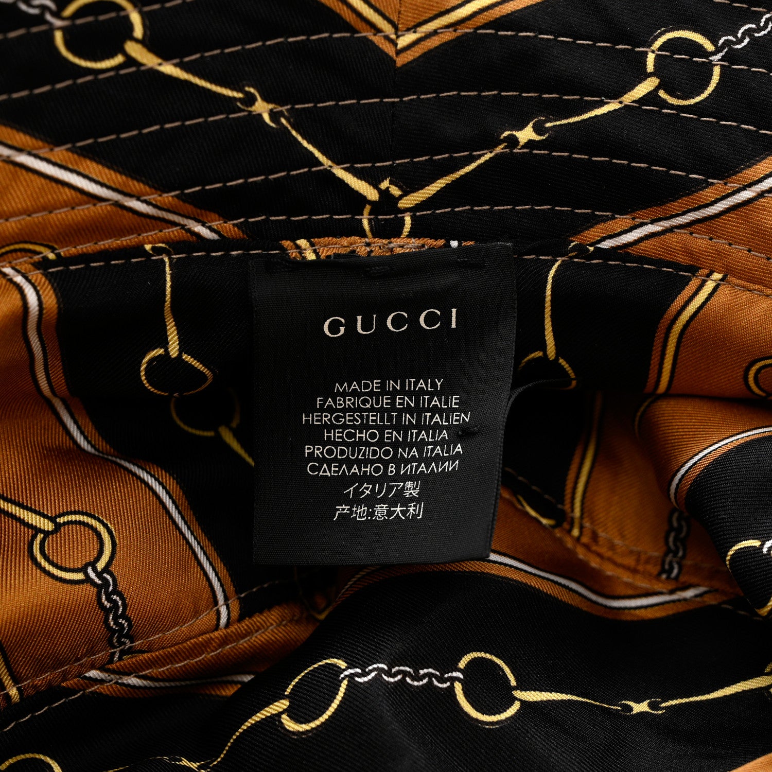 Gucci Canvas Velour Printed Reversible Bucket Hat L Black Multi 9 of 10