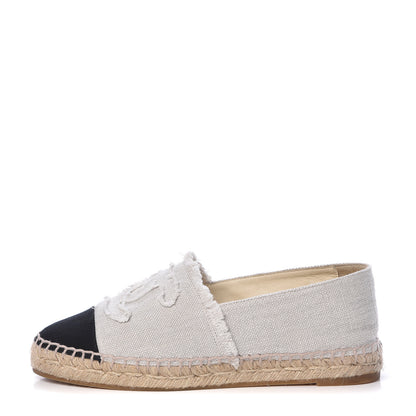 Chanel Linen CC Espadrilles 37 Beige Black 1 of 17
