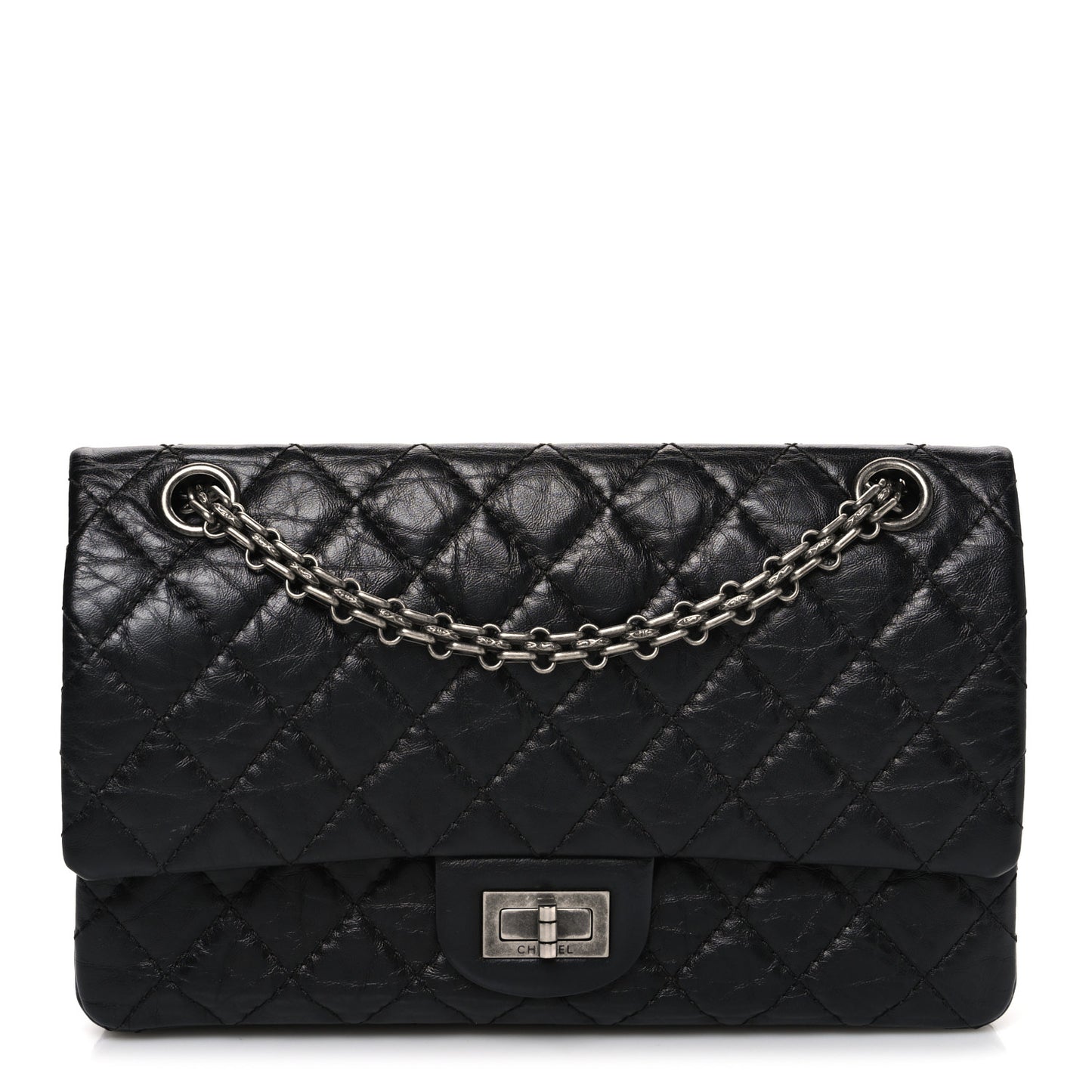 Aged Calfskin Quilted 2.55 Reissue 225 Flap Black