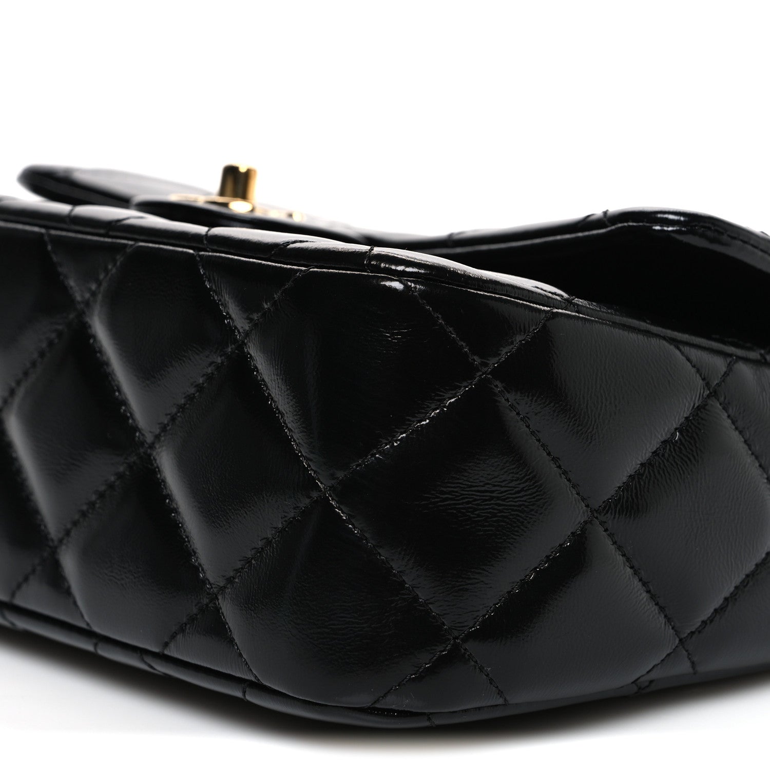 Chanel Shiny Lambskin Quilted Twisted Links Top Handle Flap Black 10 of 11