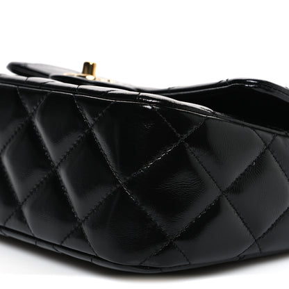 Chanel Shiny Lambskin Quilted Twisted Links Top Handle Flap Black 10 of 11