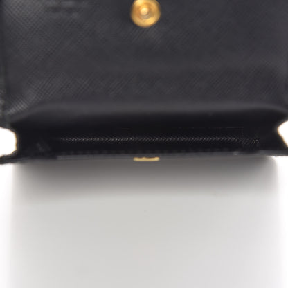 Prada Saffiano Metal Flap Card Holder Black 5 of 8