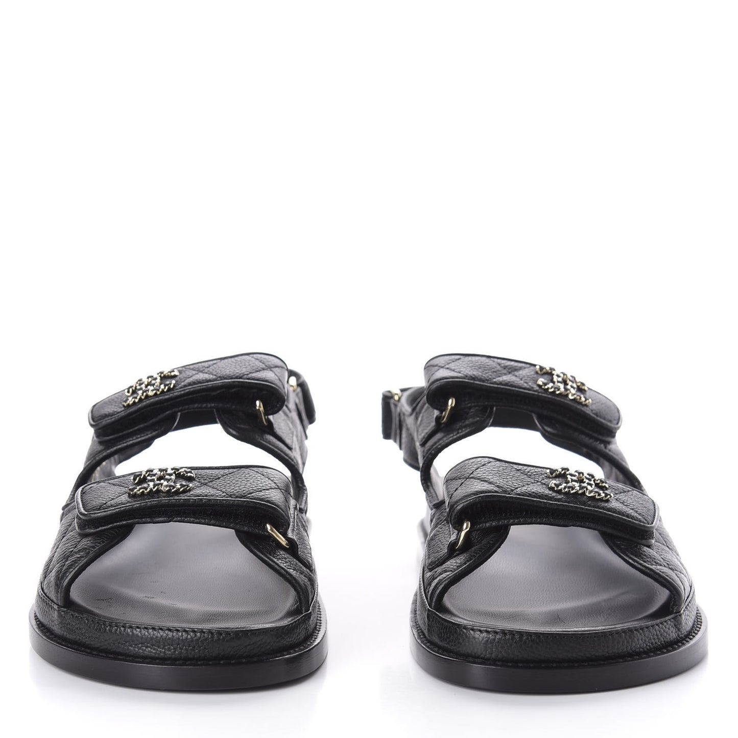 Grained Calfskin Velcro Dad Sandals 36.5 Black