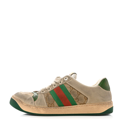 Gucci GG Monogram Nubuck Web Womens Screener Sneakers 39 New Sand Dusty Milk Vintage Green 38 New Sand Dusty Milk Vintage Green 1 of 39