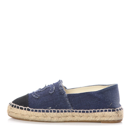 Chanel Denim Toile CC Espadrilles 38 Navy Black 1 of 11