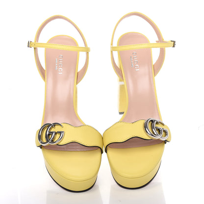 Gucci Calfskin GG Marmont Ankle Wrap 30/115mm Platform Sandals 37 Banana 5 of 10