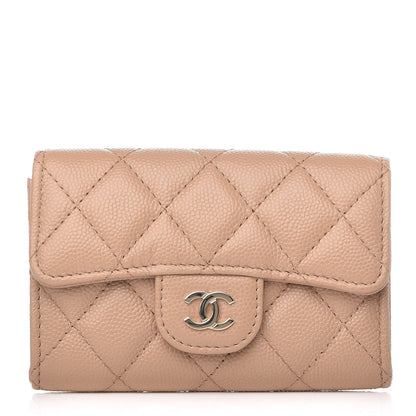 Chanel Caviar Quilted Flap Card Holder Wallet Beige 1 of 9