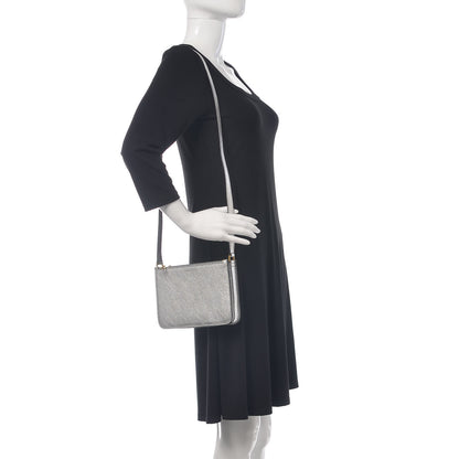 Burberry Metallic Goatskin Penhurst D-Ring Triple Zip Crossbody Bag Silver 2 of 9