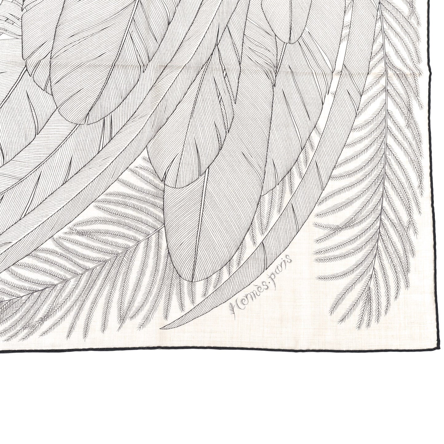 Cashmere Silk Plumes En Fete Shawl 140 Naturel Black
