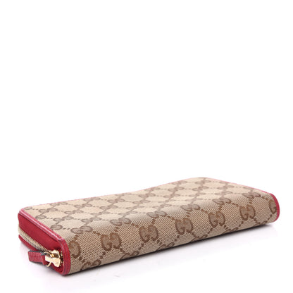 Gucci Monogram Dollar Calfskin Zip Around Wallet Beige Ebony Rosso 4 of 9