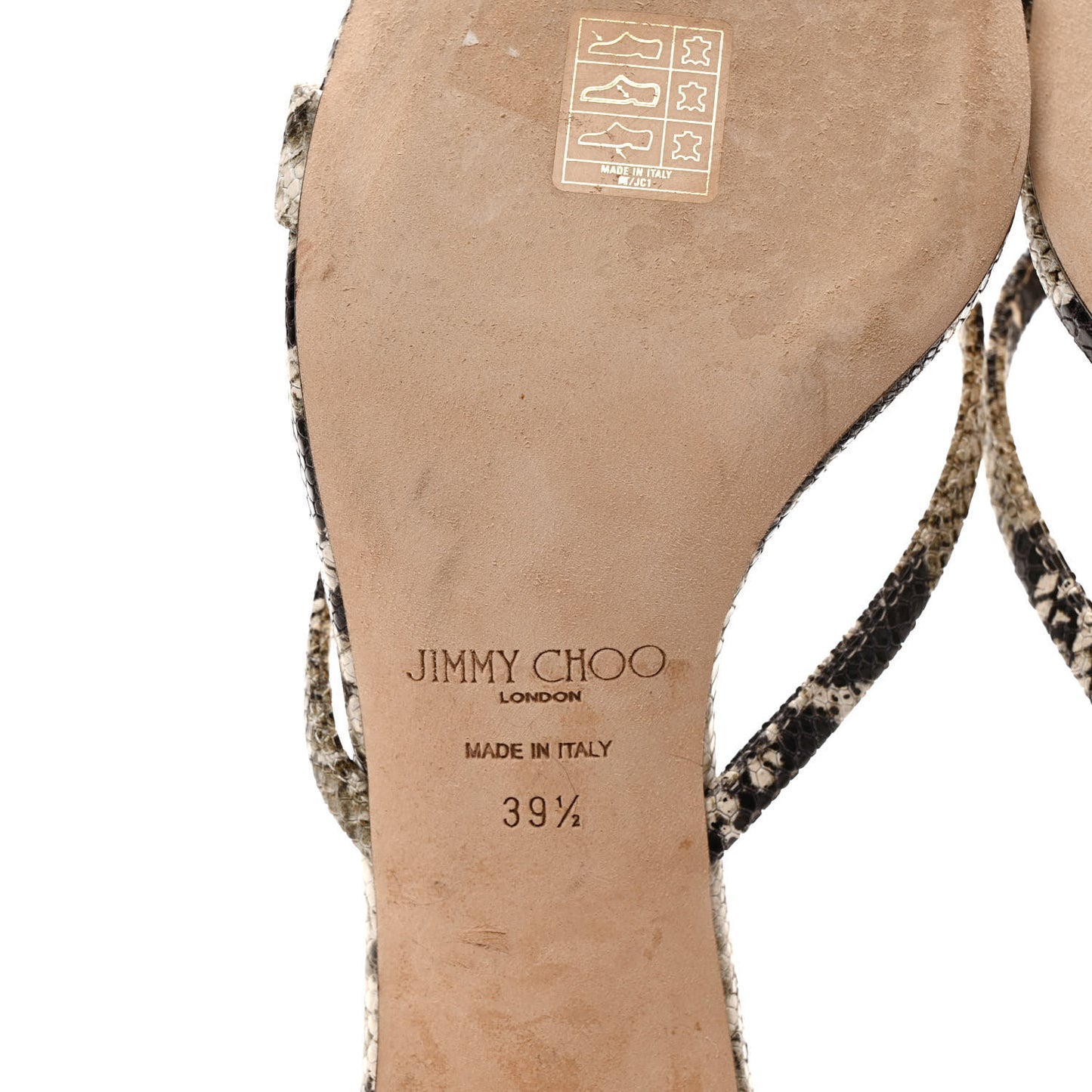 Calfskin Snake Print Maelie 70 Sandals 39.5 Natural
