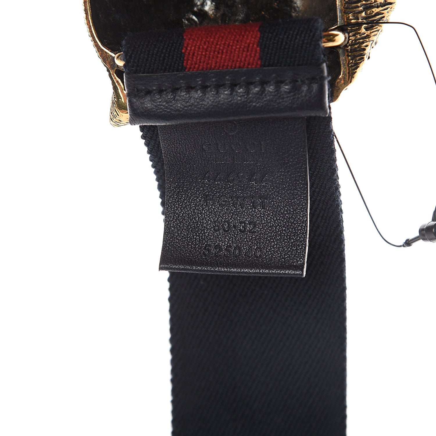 Gucci Web Feline Buckle Belt 80 32 Blue Red 3 of 3