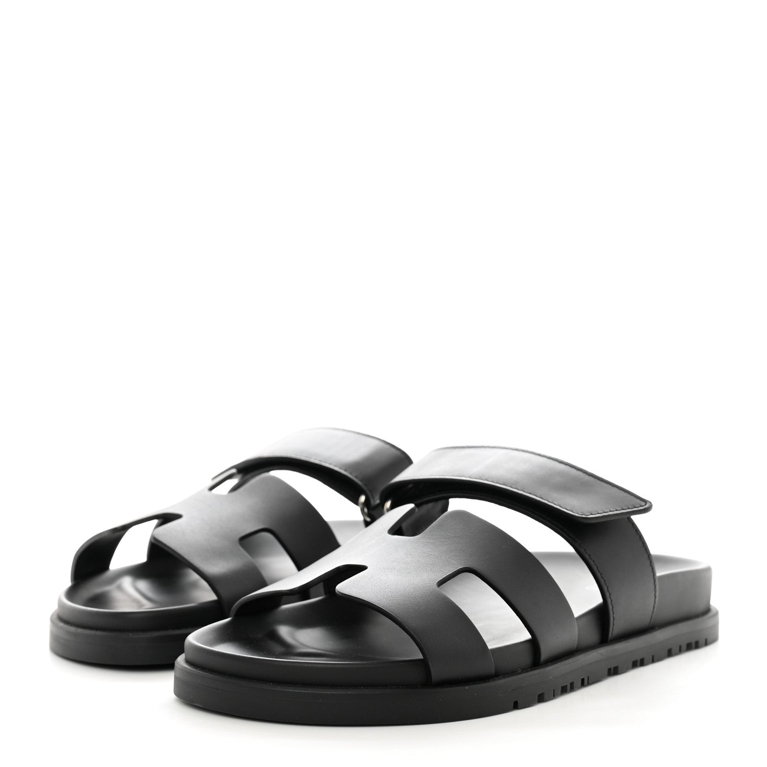 Hermes Calfskin Womens Chypre Sandals 36.5 Black 3 of 8