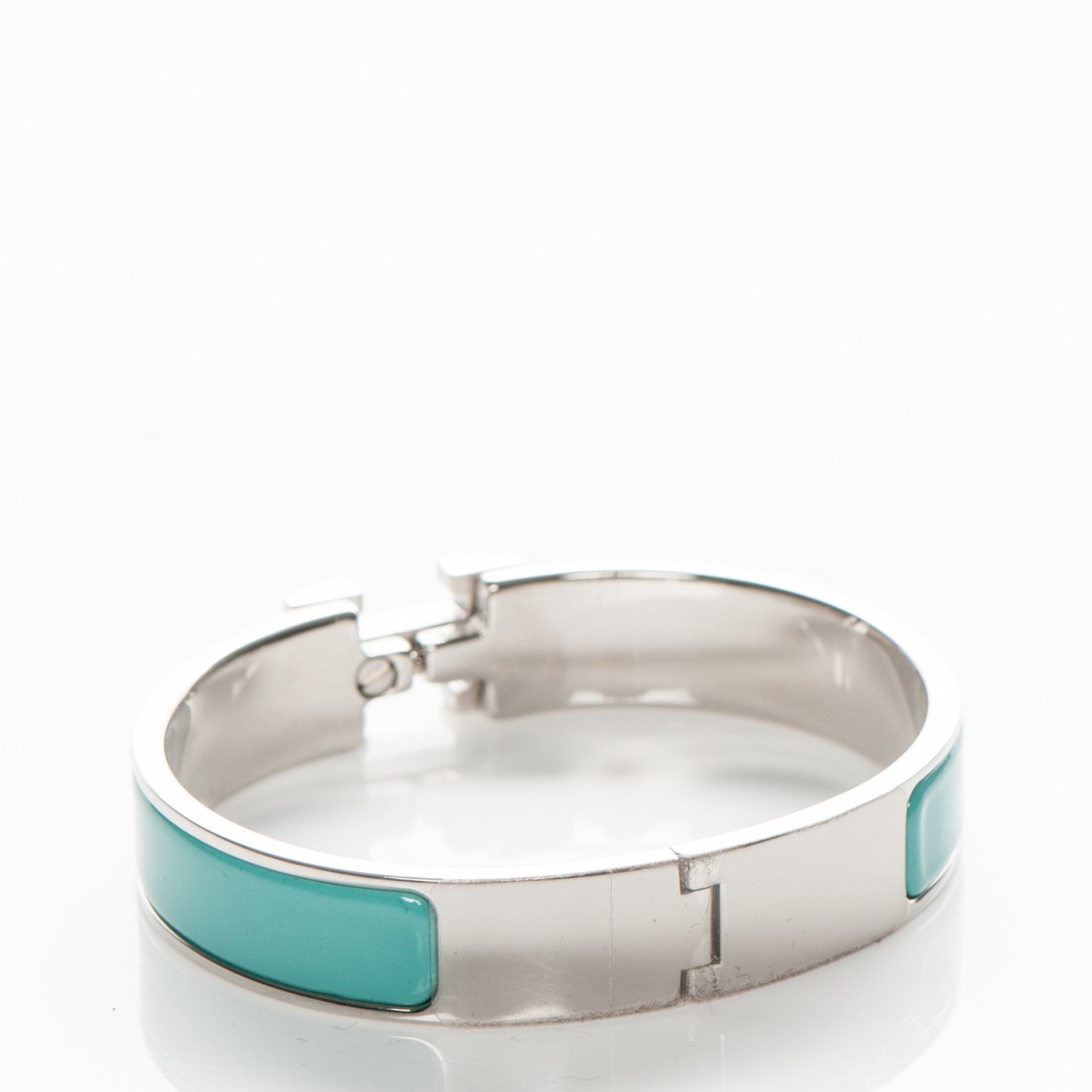 Hermes Enamel Narrow Clic Clac H Bracelet PM Bleu Atoll 3 of 4