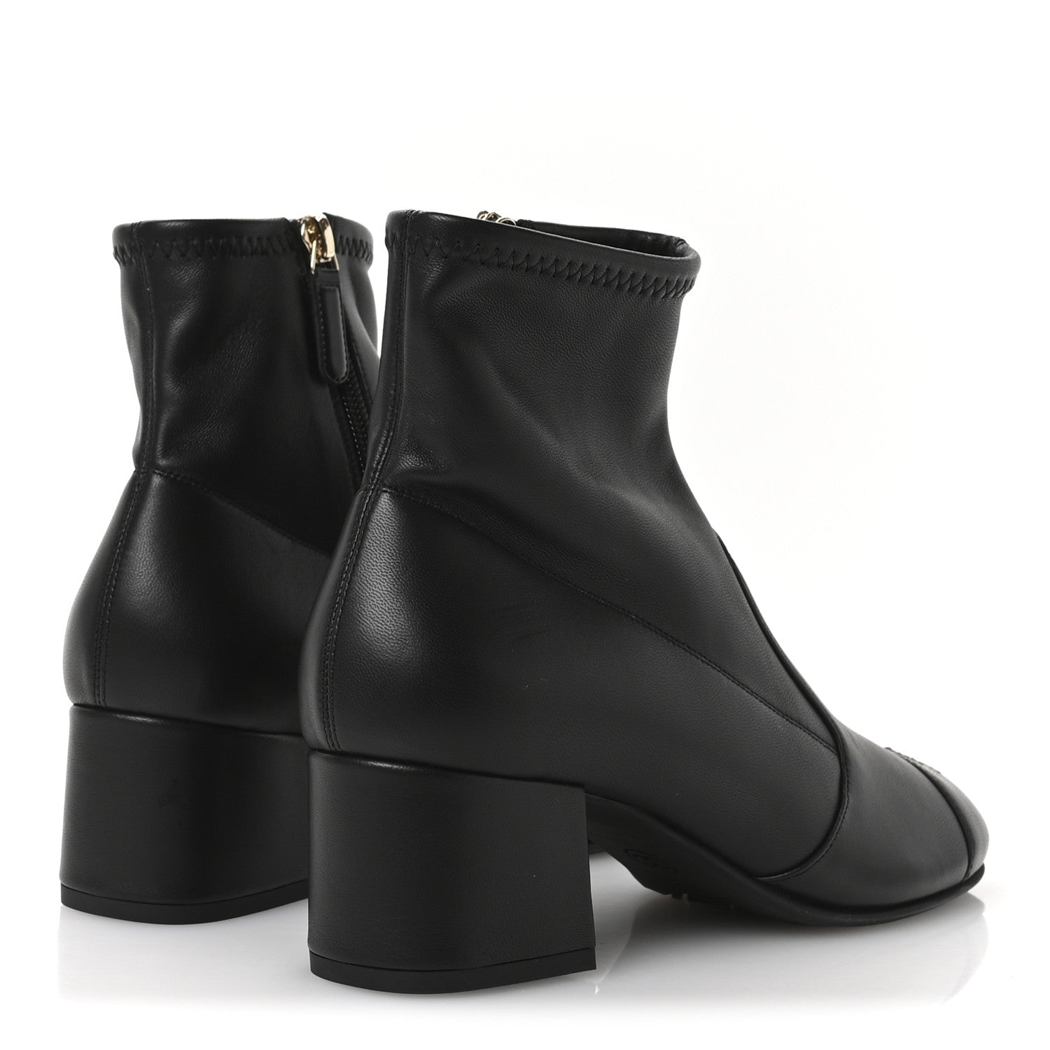 Chanel Stretch Lambskin Cap Toe CC Short Boots 38 Black 5 of 8