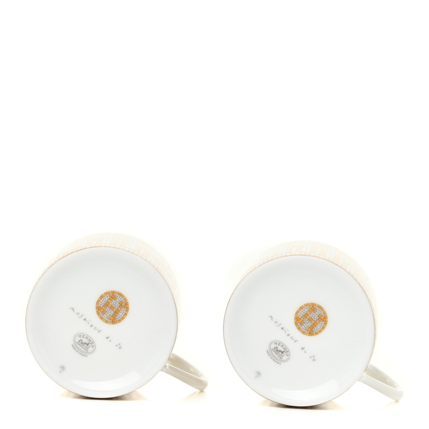 Porcelain Mosaique Au 24 Gold Coffee Cup and Saucer Set of 2