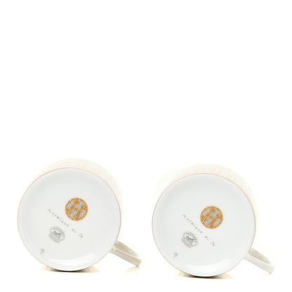 Hermes Porcelain Mosaique Au 24 Gold Coffee Cup and Saucer Set of 2 5 of 10