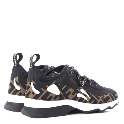 Fendi Technical Mesh Lycra FFreedom Patchwork Sneakers 35.5 Black Tobacco 4 of 11