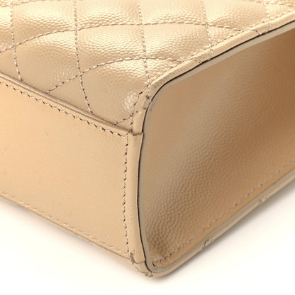 Saint Laurent Grain De Poudre Mixed Matelasse Large Triquilt Monogram Satchel Nude Powder 11 of 11