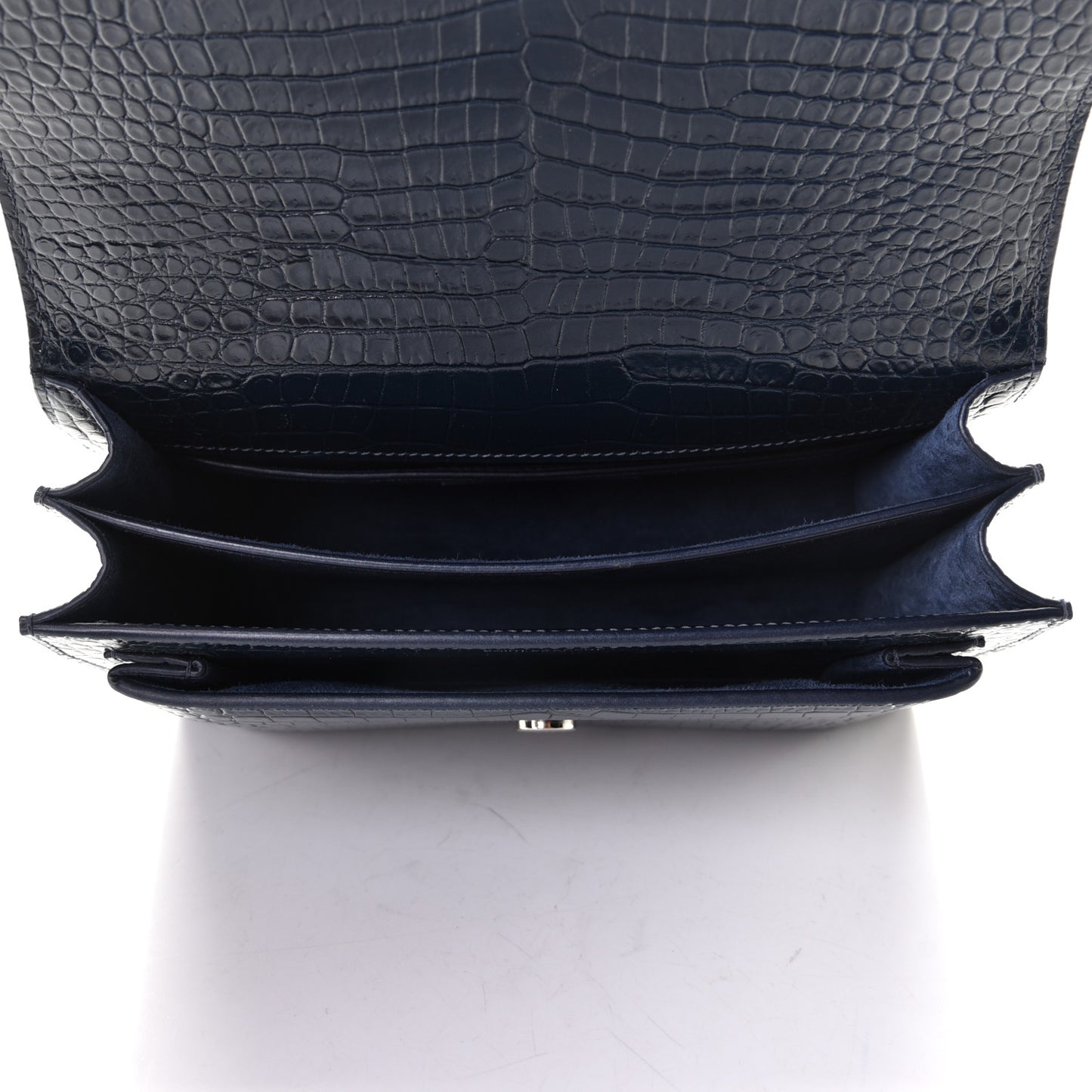 Calfskin Crocodile Embossed Medium Monogram Sunset Navy