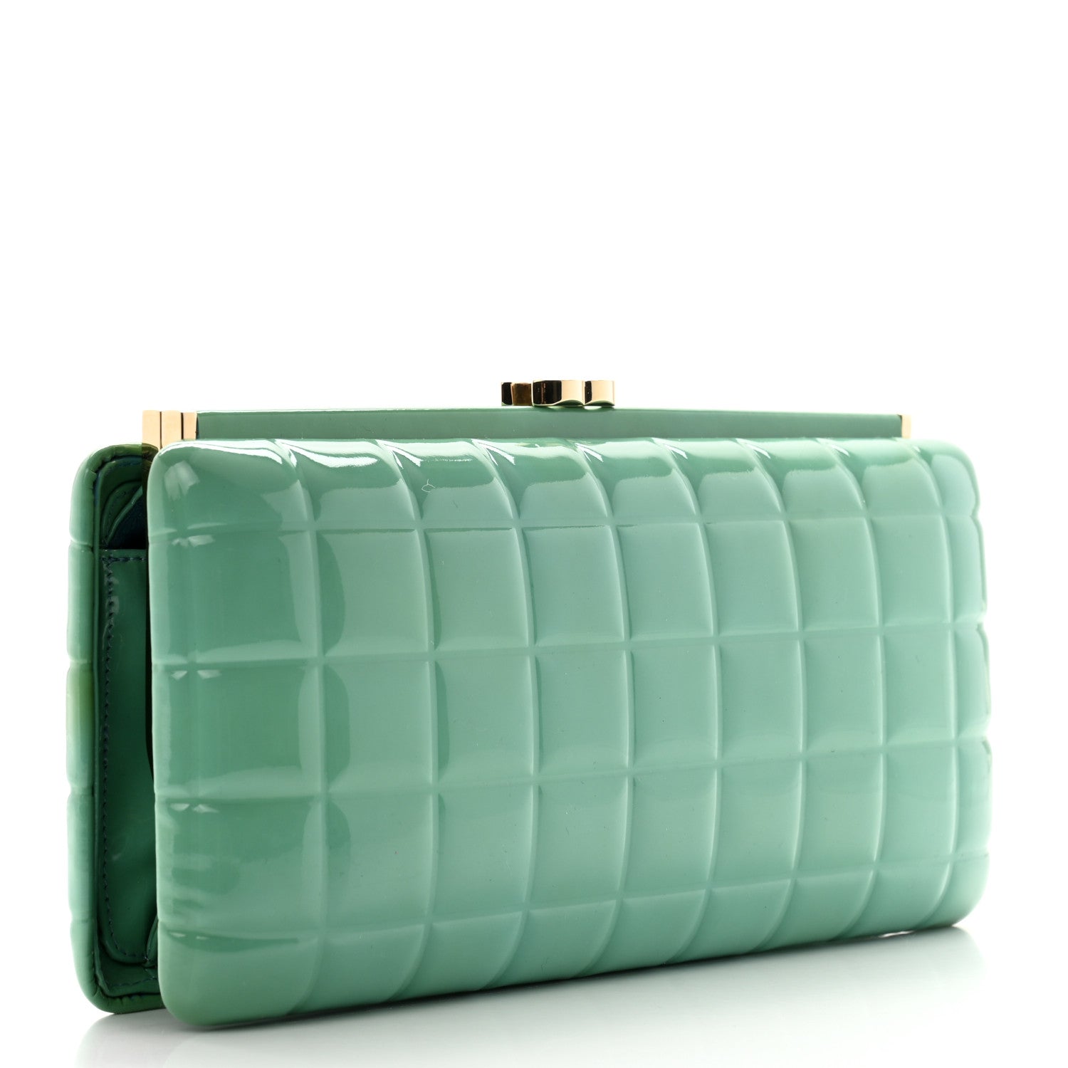 Chanel Patent Frame Chocolate Bar Clutch Light Blue 3 of 8