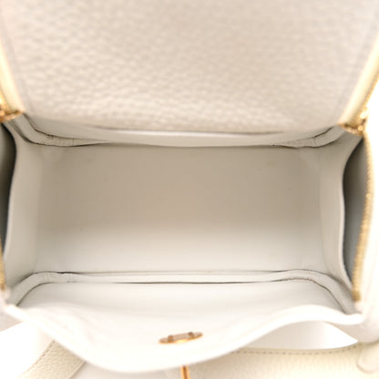 Hermes Taurillon Clemence Mini Lindy 20 New White 5 of 10
