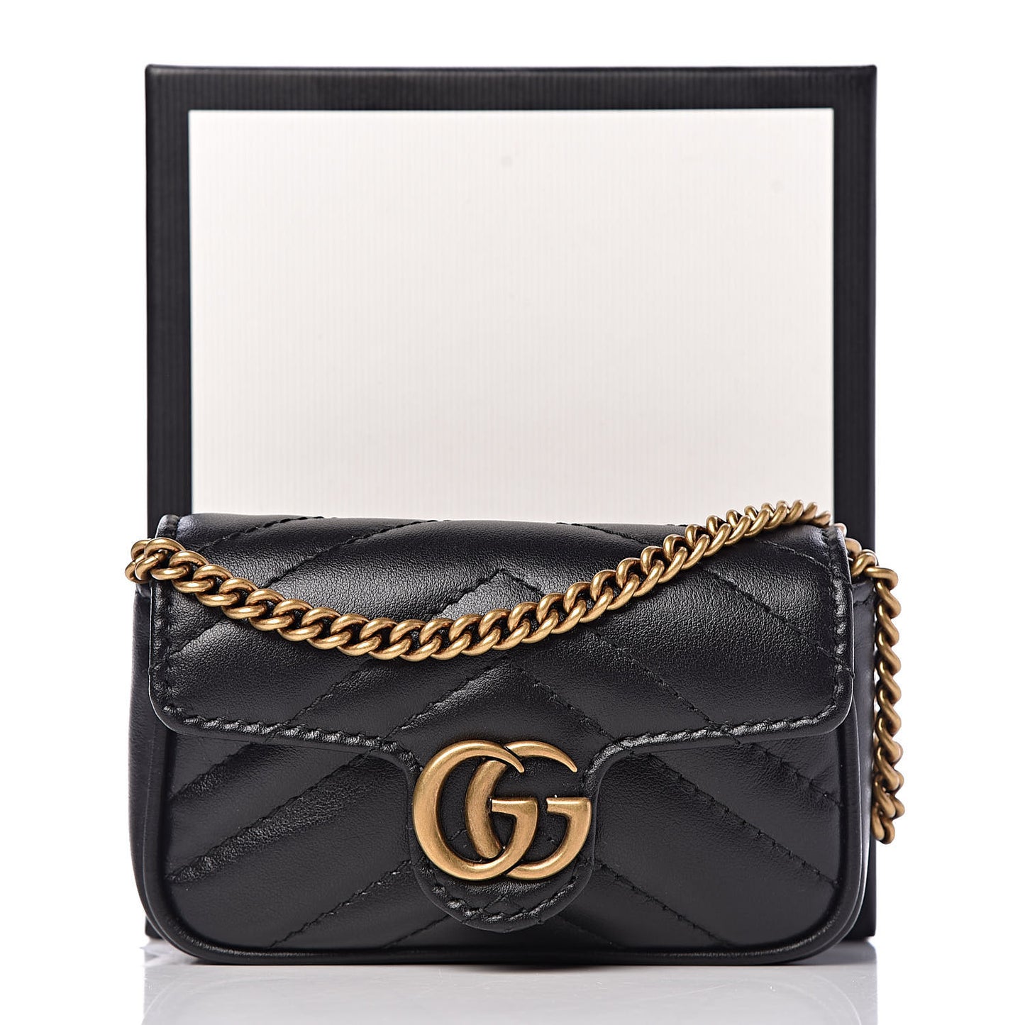 Calfskin Matelasse GG Marmont 2.0 Coin Purse On A Chain Black