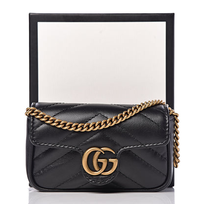 Gucci Calfskin Matelasse GG Marmont 2.0 Coin Purse On A Chain Black 10 of 10