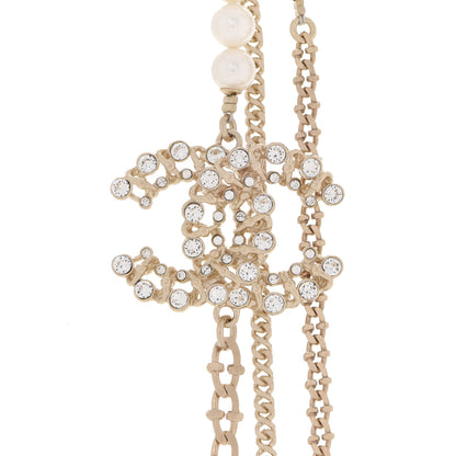 Chanel Crystal Pearl CC Long Multistrand Necklace Gold 4 of 5