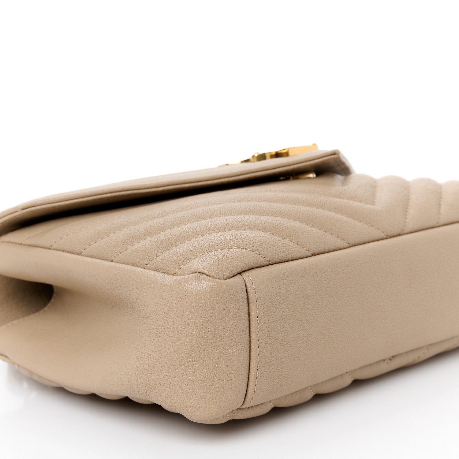Saint Laurent Sheepskin Matelasse Chevron Monogram Medium College Bag Dark Beige 10 of 11