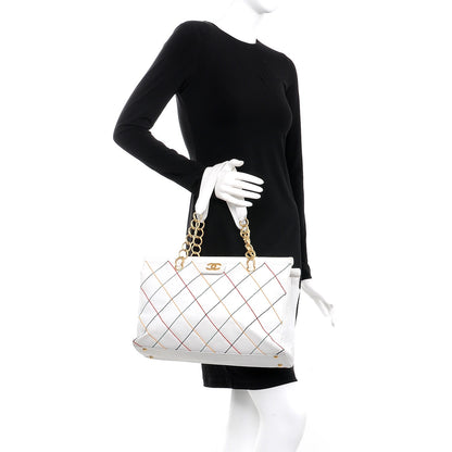 Chanel Calfskin Multicolor Stitch Tote White 2 of 18