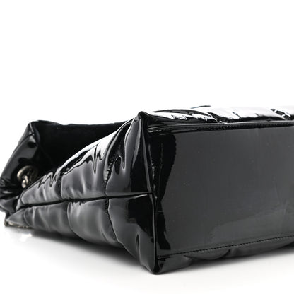 Saint Laurent Patent Lambskin Quilted Medium Loulou Puffer Monogram Chain Satchel Black 9 of 11