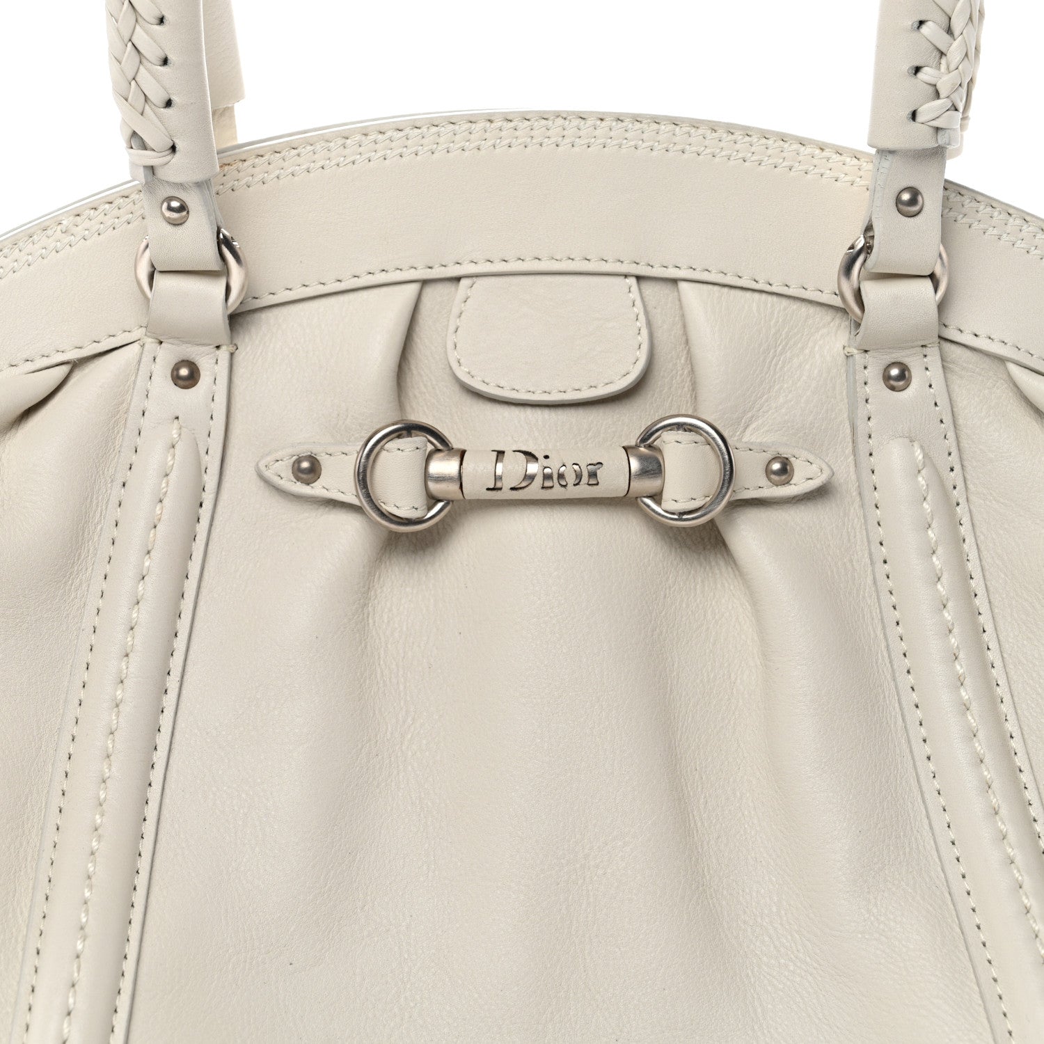 Christian Dior Calfskin Small My Dior Frame Pocket Satchel White 8 of 12