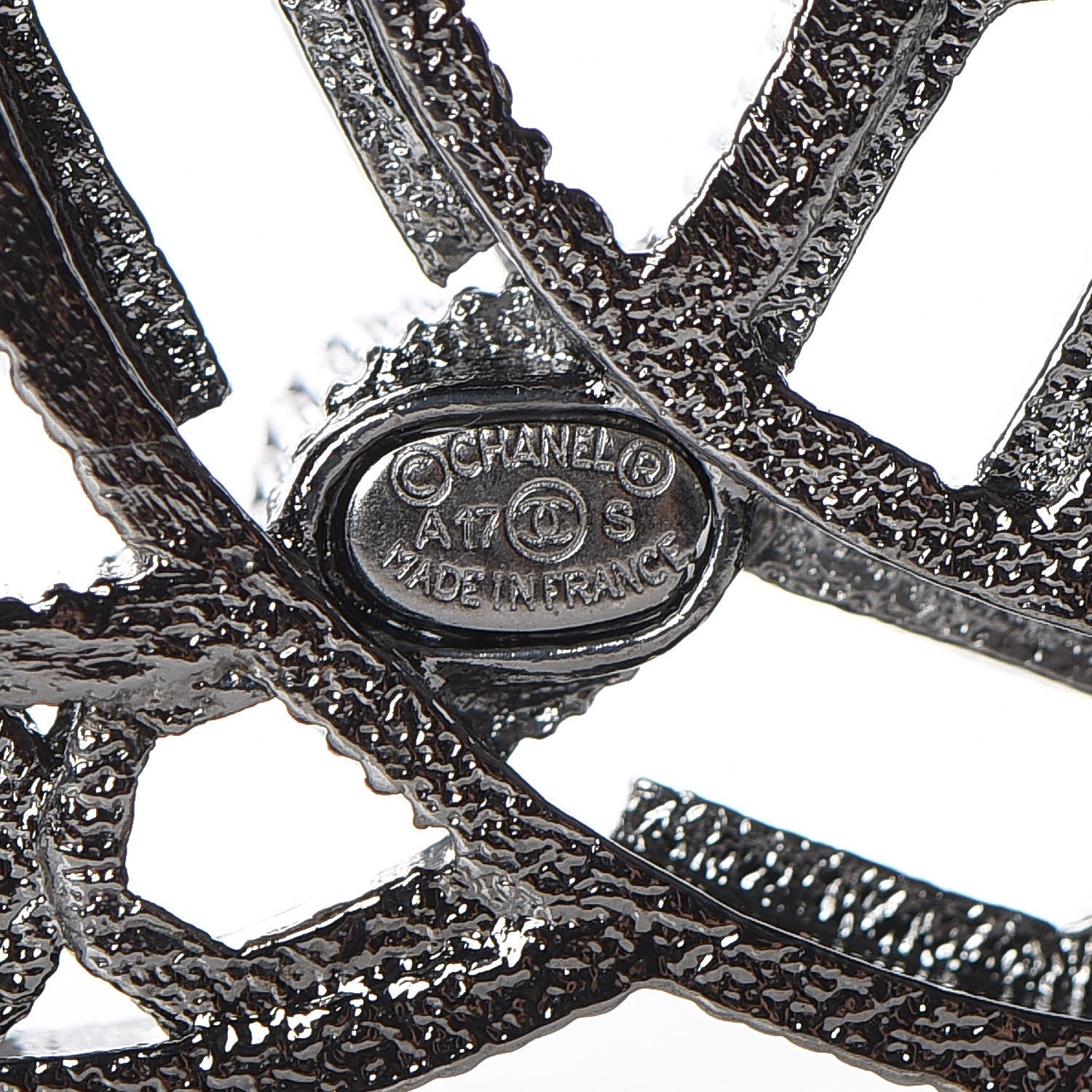 Chanel Ruthenium Pearl Crystal CC Brooch Silver 4 of 4